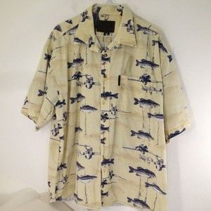 CLEARWATER OUTFITTERS Button-Down Camp Shirt Fishing Fishing Poles Size XL